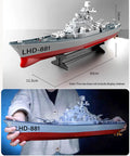 Beefed-Up RC Warship Battle Boat For Lakes And Rivers, 1:390 Scale Remote Control Armed Cruiser with grey hull and dual motors