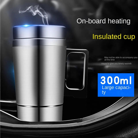 Zero Drama 12V And 24V Ride Along Electric Kettle Straight For Your Center Console Food Grade Steel Vessel in insulated cup design.