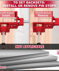 DIY Friendly Heavy Duty Door Lock Installation Kit with Guide Template and Aluminum Jig for One Three Eighths Inch or One Three Quarters Inch Doors Fits Two Three Eighths Inch and Two Three Quarters Inch Backsets, showing tool usage on wood, not applicable to metal.