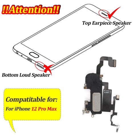 DIY Friendly IPhone 12 Pro Max Earpiece Replacement Kit With Proximity Sensor Flex Cable And Light Sensor, All In One Speaker Assembly With Tools For A2411 A2342 A2410 A2412, with top earpiece speaker diagram