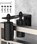 Sliding Gate Guide Rollers and Hardware Kit with Heavy Duty 4 Inch Adjustable Nylon Wheels and Rust Proof L Bracket for Sliding Gates, Wood or Garage Doors, Black Finish, One Piece Pack