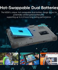 Rugged 12.2 Inch Windows 11 Pro Tablet Intel Core I5 16GB Ram 128GB IP65 Waterproof MIL STD 810H Drop Proof Dual Battery 4G LTE showing hot-swappable batteries.