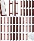 50 Pack Self Stick Drawer Pulls Stick On ABS Plastic Adhesive Cabinet Handles For Kitchen Doors And Furniture Reddish Brown Finish
