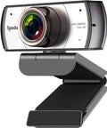 Sweet 120 Degree Wide Angle Webcam Loaded With Punchy Noise Canceling Mic For Zero Glitch Boardroom Meetings And Totally Hassle Free Telecommuting Video Calls On Any Desktop mounted on a swivel base.