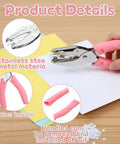 Pink Star Shaped Hole Puncher Five Millimeter With Rubber Grip Handle for crafting scrapbooking on colored paper with details