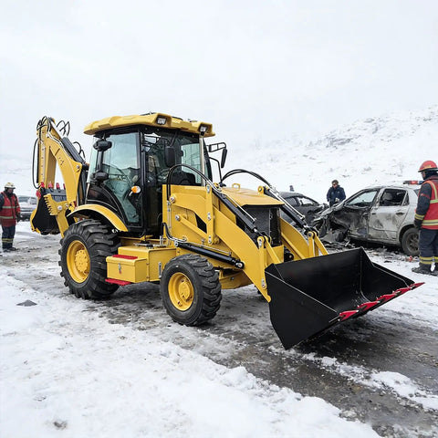 Versatile Backhoe Loader With Hydraulic Front Loader And Rear Backhoe For Farm Maintenance Trenching And Rural Infrastructure