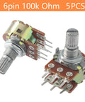 WH148 100K Potentiometers 6 Pin Dual Rotary Linear Potentiometers 15mm Shaft for audio volume control, light dimming.