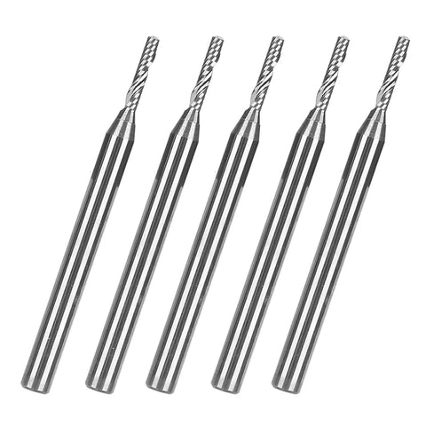 Five Piece Metal Milling Cutter Set With Single Blade End Mill Spiral CNC Router Bit Tungsten Carbide Engraving Tool 3.175mm Shank
