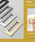 Hidden Exposed Door Pull Handles Set, 2 Pieces Aluminum Alloy Flip Handles Recessed Drawer Knobs With Screws, Gold Finish, shown in colors