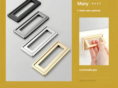 Hidden Exposed Door Pull Handles Set, 2 Pieces Aluminum Alloy Flip Handles Recessed Drawer Knobs With Screws, Gold Finish, shown in colors