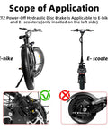 Electric Bike Hydraulic Disc Brake Set 2 Piston 2 Pin Power Off Pre Bled With Mineral Oil Left Front 950mm Right Rear 1880mm Brakes Kit For E Bike MTB Scooters Ready To Install on e-bike and e-scooter application.