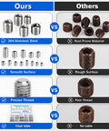 510 Piece Set Screw Kit With M3 M4 M5 M6 M8 Stainless Steel Grub Screws Anti Rust And Corrosion Resistant Hex Socket Hardware For Doors Cabinets Furniture And DIY Projects Easy Install And Long Lasting, 304 stainless steel comparison
