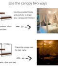 Ultra Large Mosquito Net Bed Canopy For Full Queen King Size Beds Indoor Outdoor Black Curtains And Drapes Patio Gothic Room Decor Screen Netting Canopy over different bed setups