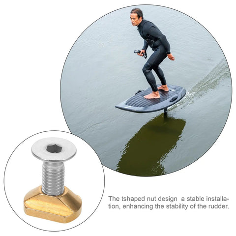 M6 Brass T Nut Screw Set For Hydrofoil Mounting And Wing Foil Board Track Hardware Replacement shown with foil surfer