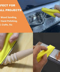 Handy 70 Piece Hand Sander Kit With Micro Finger Sander used on wood and metal surfaces for craft projects