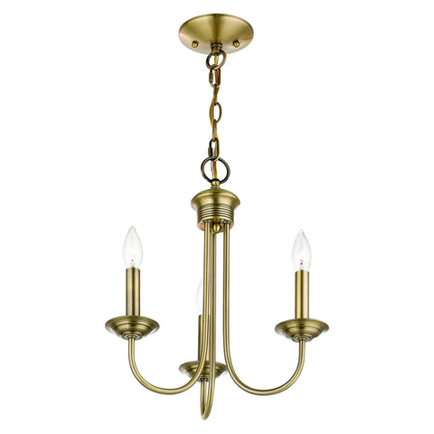 Antique Brass Mini Chandelier Medium Size Ceiling Light Fixture With Traditional Design, Durable Steel Build, Chic Vibe, unlit.