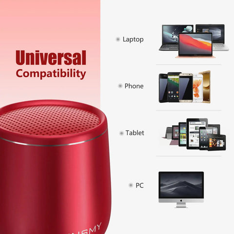 Compact Waterproof Bluetooth Speaker With Big Sound, Portable Mini Wireless Speaker Delivers Punchy Bass And Rich Audio, easy pairing with laptops, phones, tablets, and PCs, red color.