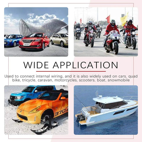 Wide application of 6.3mm Electrical Automotive Wire Connectors Set For Motorcycle And Car Male And Female Socket Plugs with cars, bikes, boats.