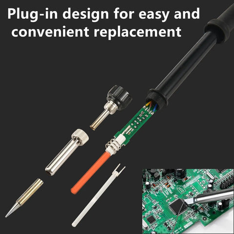 Slick 2 In 1 ReWork Soldering Station Rig Combining Hot Air Heat Gun And Iron Kit features plug-in soldering iron components and a circuit board.