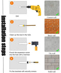 Installation steps for Two Pack Wall Mount Shelf Brackets Featuring Solid Right Angle Design on various wall types.