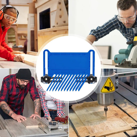 Heavy Duty Stackable Featherboard With Adjustable Miter Tracks And Dead Nuts Accurate Wood Holding Grip For Router Tables, blue