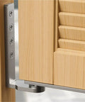 Built Tough Stainless Steel Pivot Door Hinge delivering slick 360 degree spin mounted on hardwood trim with screws.