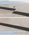 Installation guide for Hella Smooth Five Foot Sliding Barn Door Hardware Kit, showing screw placement on track rail.