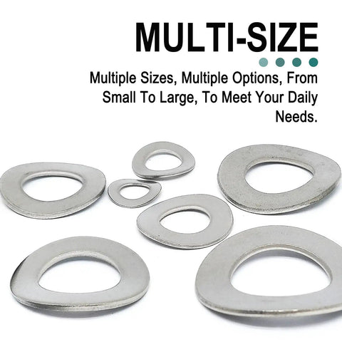 Ultra Handy 100 Piece M6 Wave Lock Washer Set In 304 Stainless Steel, Curved Spring Washers Gaskets Kit with multi-size washers