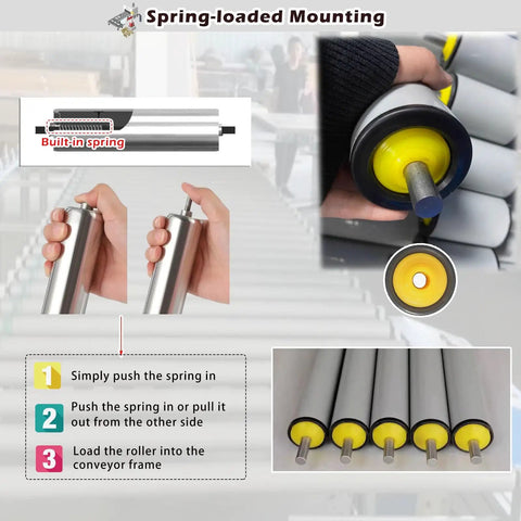 Heavy Duty Unpowered Steel Roller Set For Factories And Warehouses Easy Install Spring Loaded Conveyor Guide Rollers spring-loaded installation