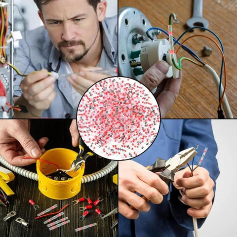 Assorted uses of 150 Piece Solder Seal Wire Connectors Kit With Red Heat Shrink Tubing For Automotive And Electronics AWG 22-18