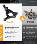 Comparison of Parod front steering knuckle vs other brand; highlighting performance and durability for Subaru models