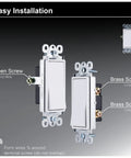 Diagram of Paddle Rocker Single Pole Light Switch Replacement For Lights And Ceiling Fans On Off Grounding UL Listed