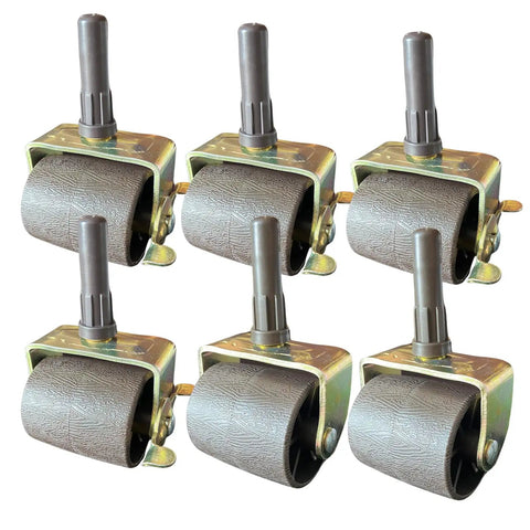 Heavy Duty Bed Frame Casters Set Of 6 With Four Locking And Two Non Locking Wheels Floor Friendly Plastic Inserts Up To 600 Kg Capacity Easy No Tools Install Keeps Bed Sturdy And Floors Scratch Free