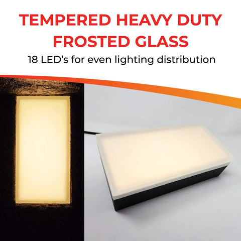 4x8 Inch Paver Light With 2700K Warm White Glow, Glare Free Driveway And Walkway LED Brick Light, IP67 Waterproof