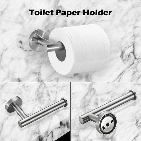 8 Piece Adjustable Bathroom Hardware Set In Brushed Nickel Stainless Steel Built To Last With 17 To 29 Inch Towel Bar, Dual Towel Rings, Dual Toilet Paper Holders, And 2 Multipurpose Hooks, Wall Mounted Modern Bath Accessories