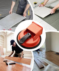 Floor Crack Repair Tool With Suction Cup Lifter And Gaps Fix System For Laminate Wood Vinyl Flooring, Heavy Duty Metal Construction, Precision Alignment, Tile Adjuster in use on various flooring surfaces.