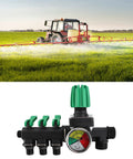 Fimco Sprayer Parts Upgrade Kit With 3 Way Water Splitter And Shut Off Control Valve for agricultural sprayers in use.