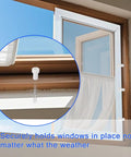 50 Pack Window Screen Plunger Latches Bully Tough Retainer Clips 5/32 X 1 1/2 Inch Aluminum Alloy spring pins securing a window.
