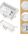 Rustic White Coffee Bar Organizer With Drawer All In One Setup Three Compartments And Deep Storage For Pods Tea Sugar Sticks Straws And Cups Farmhouse Kitchen Counter Organizer And Decor