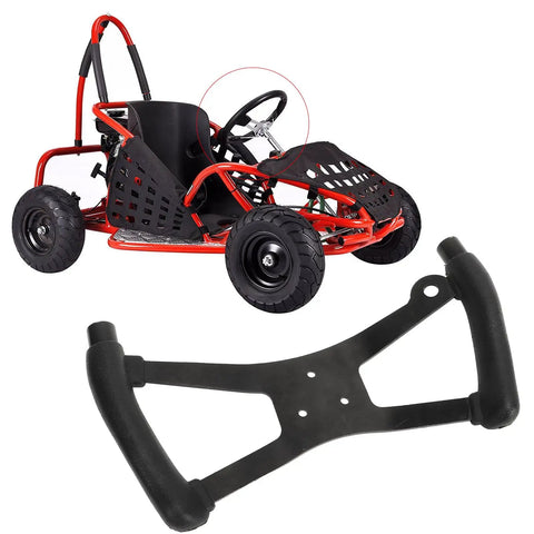 Universal Racing Steering Wheel For Go Karts ATVs And UTVs With Aluminum Alloy And PU Grip Enhanced Handling shown with vehicle