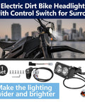 Beefy Electric Dirt Bike Headlight Kit With 6000 To 6500K LED Light Bar And Control Switch For Surron Light Bee X S Pro SS Segway X260 Talaria Sting R MX4 Square Headlight Waterproof Plug Bracket And Adapter Cable