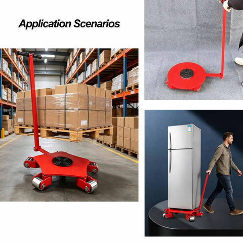Tough As Nails 360 Swivel Skate Dolly Engineered For Dual Surface Glides moving boxes and appliances in a warehouse.