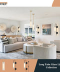 Black Plug In Wall Lights For Bedroom And Living Room, Frosted Milky White Glass Sconce Decor in modern living room setting.