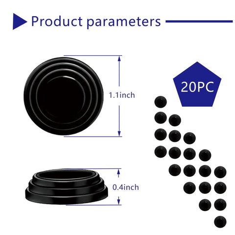 Heavy Duty Silicone Car Door Dampers 20 Pack Self Adhesive Anti Slam Bumper Pads Universal Beater Tough Side Protectors Road Ready Closure Cushioning Black, 1.1 inch diameter and 0.4 inch height, black.