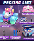 Unicorn Themed RC Car For Girls With 360 Degree Rotating Stunt Action, 4x4 All Terrain Monster Truck With LED Lights And Built In Music package contents