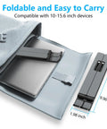 Foldable Game Changing Adjustable Laptop Stand With Ergonomic Elevation shown folded and stored in a bag for 10-15.6 inch devices.