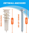 Self Drilling Drywall Anchors And Screws Kit, 30 Piece Set, Size Eight Screws, No Pre Drill Needed, Heavy Duty Wall Anchors with sizes