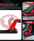 Universal Motorcycle Wheel Chock For Transport, Go To Front Tire Stand, Portable Adjustable, 1800 Lb Capacity, Foldable Design