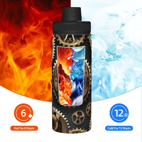 Steampunk Gears Print Insulated Water Bottle For Gym Outdoor Travel And Office Use Built For Your Active Lifestyle