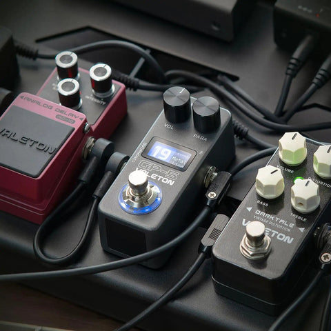 GP-5 Ultra Compact Multi Effects Processor With NAM IR Loader for gig ready guitars on pedalboard with other effects